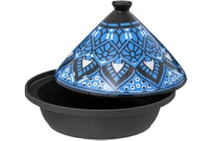 WEB2O Tajine Induction et Vitro-céramique Traditionnel INOX Bleu 30,20 x 30,20 x 23 cm