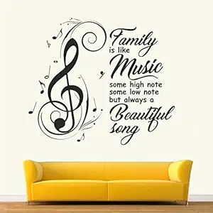 StickMe Family Music Quote Decor Wall Sticker (70 x 60 Cm, Multicolour, Vinyl)