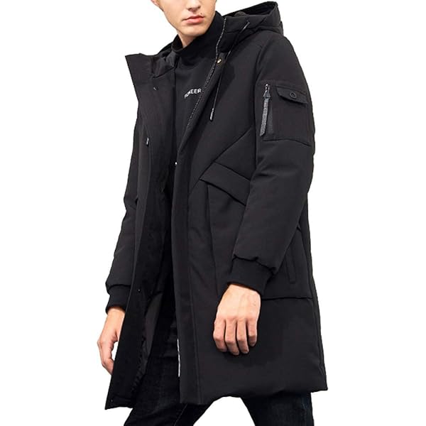 Pioneer Camp Heren donsjas, lang, warm, winddicht, waterdicht, overgangsjas, dik gevoerd winterjas met zakken, parka, jack, outdoor pufferjas met capuchon (224g vulling bij maat XL), dark grey, S