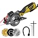 Produktbild Handkreissäge, Ginour Kreissäge 3500 RPM 710W mit Laserführung maximale Schnitttiefe 65mm (90°) und 45mm (45°), 24T+40T Klinge zum Schneiden von Holz, Weichmetall, Klempnerarbeiten