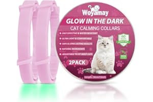 Woyamay Collare Calmante per Gatti, Luminoso Sicuro Anti-Ansia Collari per Gatti con Dimensioni Regolabili, Collari Calmanti ai Feromoni Impermeabile Naturale per Gatti, 2pz Rosa