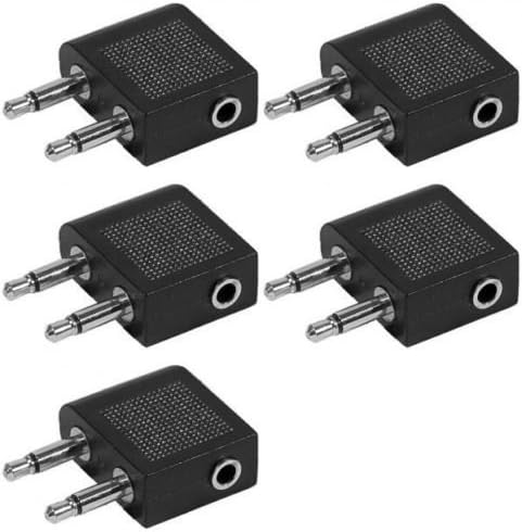 TLONiX 5x Aircraft Airplane Adapter 2 x 3.5mm Mono Plug to 3.5mm Stereo Jack