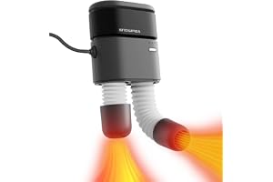 Snowpea Elektrisk skotork och pjäxtork med 60 °C varmluft | 30 cm korrugerade rör, 3/6/9 h timer, automatisk avstängning, överhettningsskydd, kompakt och bärbar, för skor, stövlar