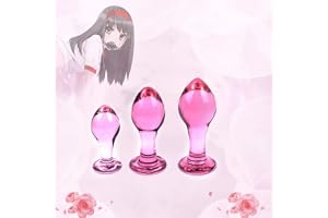 Set med 3 avkopplande rosa kristall massage roterande verktyg, Ānạlês-Plǚḡ