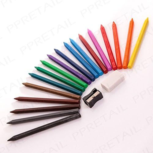 RAGE ACCESSORIES 18 x Assorted Colour Erasable Crayons + Sharpener &amp; Eraser Colouring Pencil Pack
