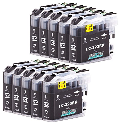 10er Set Tintenpatronen kompatibel zu Brother LC223XL schwarz mit Chip für Brother DCP-J4120DW / MFC-J4420DW / MFC-J4620DW / MFC-J4625DW / MFC-J4425DW / MFC-J5320DW / MFC-J5620DW / MFC-J5625DW / MFC-J5720DW