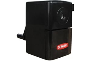 Derwent Afilador manual de escritorio helicoidal de plástico, Super Point Mini, bandeja deslizante, depósito y abrazadera de escritorio, calidad profesional, 2302000, negro, paquete de 1