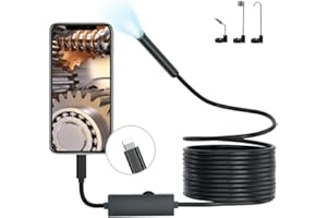 Endoscope Inspection, Picache 1920P Borescope Endoscope with Light,Drain Snake Camera with 8 LED, 7.9mm IP68 Waterproof Drain Camera for iPhone,iPad(16.4FT/5M,No WiFi Needed)