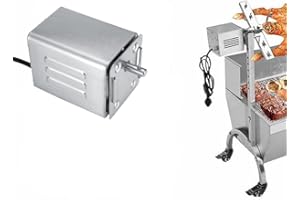 Zerodis Motore Girevole mandrino per Barbecue, Motore Elettrico in Acciaio Inossidabile, Kit per arrostimento, Barbecue, carico nominale 50-70 kgF(EU Plug 220V)