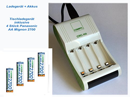 Preisvergleich Produktbild Ladegerät CRC-H4 inkl. 4x Panasonic AA 2700mAh Akkus NiMH