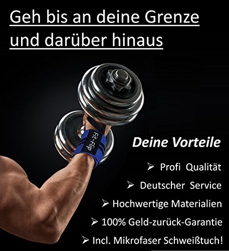 3er-Set | 2x Profi Handgelenk Bandagen + inkl. 1x Spothandtuch | Wrist Wraps in 9 Farben, Handgelenkstütze in Premium Qualität für den robusten Einsatz für Kraftsport und Bodybuilding - 6