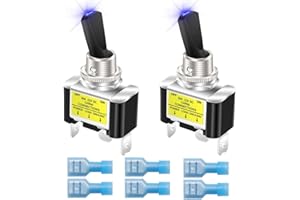 Gebildet 2pcs Interruptores de Palanca con Luz Basculante 12V 30A, para Coche de Carreras de Alta Resistencia, Interruptor de Encendido/Apagado Automático SPST, LED Iluminado,12mm (Azul)