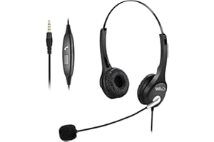 CALLEZ 3.5mm Mobile Phone Headset with Microphone for PC Laptop Tablet, Computer Headphone for iPhone Samsung Skype Webinar Business Office Call Center, Clearer Voice, Ultra Comfort