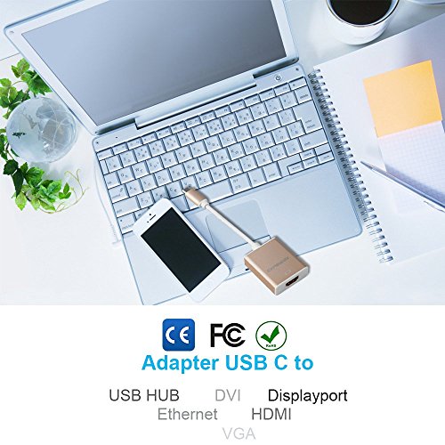 Expower Gold USB 3.1 Typ-C auf HDMI Adapter 1080P Kabel Konverter Hochwertige ultradünne USB 3.1 Typ C Stecker auf HDMI Buchse für Apple 2015 neues 12 Zoll MacBook Laptop,Asus Zen AiO - 3