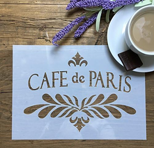 Cafe de Paris Fleur de Lys French Theme Stencil Template, Image measures 250mm X 180mm