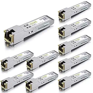 10Gtek for Cisco Compatible GLC-T, Gigabit RJ45 Copper SFP, 1000Base-T Transceiver Module, Pack of 10