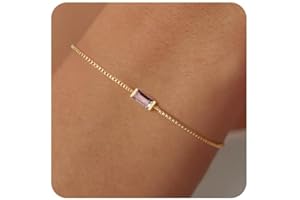 VIROMY Birthday Bracelets for Women,14k Gold Plated Box Link Birthstone Jewellery Gifts for Her Anniversary Friendship Jewellery