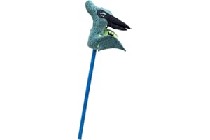 Carousel Home Blue Pterodactyl Dinosaur Hobby Horse With Sound | Kids Dinosaur Stick Horse With Roaring Sounds | Children's Plush Dino Riding Toy For Boys Girls - 80cm