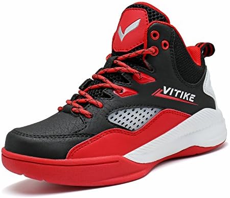 Kid's Basketball Shoes Hi-top Boy's Girl's Trainers Road Running Spots Shoes Women Outdoor Sneaker(Red EU38)