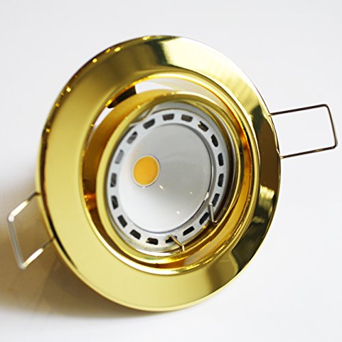 Preisvergleich Produktbild COB LED Einbaustrahler Einbauleuchten Einbauspots Deckeneinbauleuchten 1er Set Messing inkl.COB LED 4W Leuchtmittel GU10 / 230V Wahlweise in Warmweiß oder Kaltweiß (Lichtfarbe warmweiß)