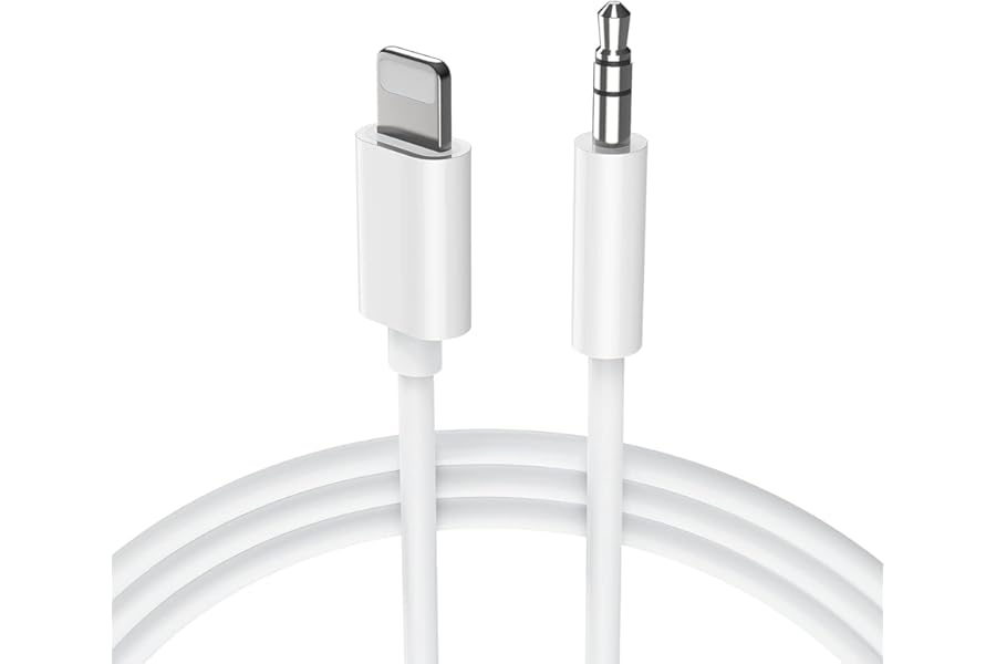 Aux Cable for iPhone in Car 3.5mm Aux Cord Compatible with iPhone 14/14 Pro/14Pro Max/13/13 Pro/12/12 Pro/11 Pro/11/Xs/XR/X/8/7 for Car Stereo/Headphones/Speaker Support All iOS System-White(1M)