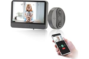 JeaTone Digital peephole For door thicknesses from 35 to 130 mm Watch with 120 ° AHD 1080P camera 4.3 inch screen Infrared night vision Instant motion or video