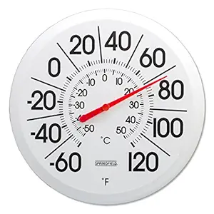 A USA Product SpringField Big and Bold 13in. Diameter White Outdoor Dial Thermometer, Industrial Thermometer