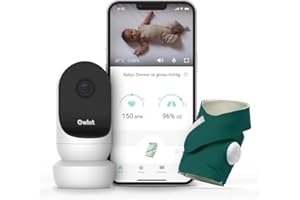 Owlet Smart Sock und Video Babyphone, atmungsaktive einstellbare Babysocke, Mobile Video Baby Kamera steuerbar via App, für eine optimale Schlafüberwachung, tiefseegrün