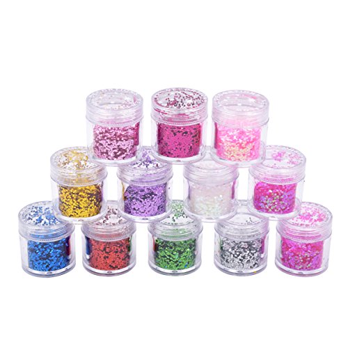 Aokayy Glitter Lidschatten 12 Farben Make-up Set Glitzer Powder Kit für Make-up und Nail