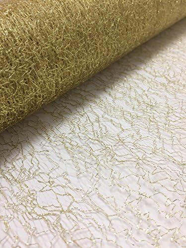 5pcs pack textile fiber decoration fabric 37 cm x 5m - artdeniro- organza - table tape - table runner - table decoration - wedding decoration - wedding - anniversary - festive decoration - net fabric, different colours, 100 % polyester, Gold-Metallic, 37cm x 5m