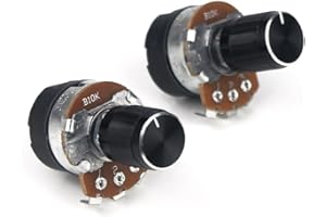 Switian 2Pcs Wh138 10 K Ohm Potentiomètre Gradateur à cône Linéaire Simple Avec Interrupteur Marche/arrêt + Bouton en Alliage d'aluminium Noir