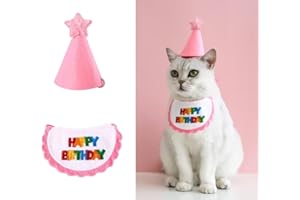 ROHOME Pet Cat Dog Happy Birthday Bandana Sciarpe e Cappello da Festa Mini Doggy Cat Decorazione Festa di Compleanno Pet Compleanno Outfit Pet Costumi Accessori Copricapo Rosa B