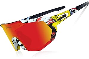 Queshark Lunettes de Sport Polarisées pour Hommes Femmes Avec 3 ou 5 Lentilles pour le Cyclisme, la Pêche, le Golf, la Conduite