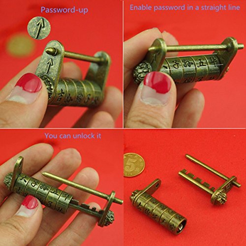 veroda Chinesische Old Style Geschnitzt Wort Passwort Vorhängeschloss Schlösser - 5