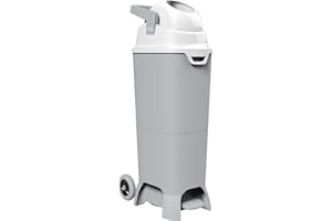 ‎DIAPER CHAMP DIAPER CHAMP ONE Maxi Handsfree Plus mit Pedal und Rollen - Windeleimer - geruchsdicht - berührungslose Bedienung - OHNE Nachfüllkassetten - für normale Müllbeutel - für ca. 60 Windeln - silber, weiß