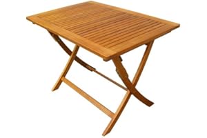 milani home Tavolo Rettangolare Pieghevole in Legno di Acacia 100x70 per Esterno Giardino Portico Ristorante Bar Hotel Albergo Agriturismo