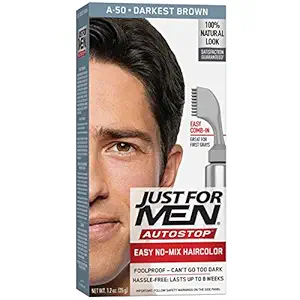 Just For Men Auto Stop Hair Color - Darkest Brown A-50 Just For Men Hair Color Men 1 Application (Pack of 5)