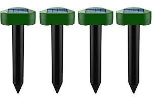 FUNFUNFLY 4X Ahuyentador de Topos Solar, Repelente de Ratones Ultrasónico Impermeable IP65, Ahuyentador Animales para Repeler Topillos, Topos, Serpientes y Roedores de Jardines -Triangle