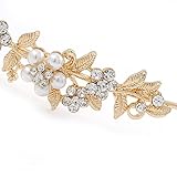 Brautschmuck/Hochzeit/Ball vergoldet Kristall klar, Glas weiß Blumen & Blätter Tiara Haarreif - 
