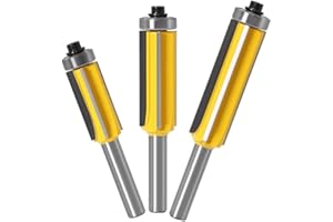 WSOOX 3 Stk 8mm Schaft Bündigfräser Set für Holz - 4 Flutes Top Bearing Flush Trim Bit