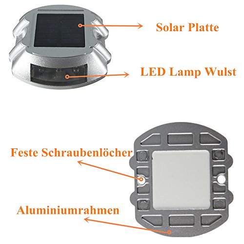 SOLMORE Solarleuchten Solar Aluminum IP65 Wasserdicht Panel 6LED Bodenstrahler Bodenleuchte Solarleuchte Solarlampe Gartenleuchte Außenleuchte Wandlampe Flurlampe Teichbeleuchtung Wasserdicht Weiß [Energieklasse A] - 3