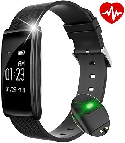 Fitness Tracker, Heart Rate blood oxygen blood pressure Monitor Smart Watch Bluetooth 4.0 for IOS 7.0/Above, Android 4.4/Above (Black)