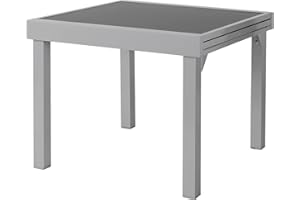 ib style® Diplomat QUADRO Argento Tavolo allungabile | Tavolo da giardino Premium | Anti impronte | Vetro ghiacciato | 90-180 cm