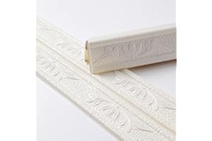 Hoomall 3D Embossed Pattern Wall Trim Border - Self-Adhesive, Removable Trim for TV, Door Frame (White, 230x8cm)