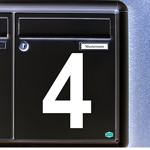 10 Stück 12cm weiß Ziffer Ziffern Zahl Zahlen Nummer Hausnummer Aufkleber die cut Tattoo Deko Folie - 3