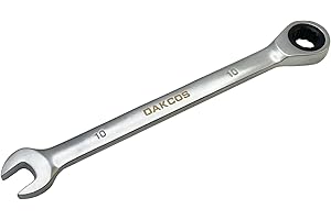 DAKCOS Kombi-Ratschenschlüssel 10mm - Metrischer Ratschenringmaulschlüssel aus CR-V mit mattierter Chromoberfläche
