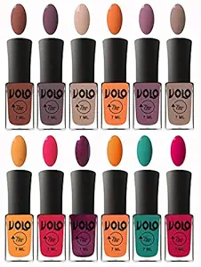 Volo nail paints for women girls nail polish combo of 12 multi colors long lasting
