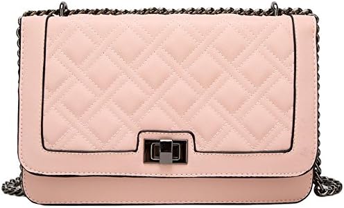 Pink Quilted Style Handbag, Nude Faux leather Shoulder Bag, Ladies Pale Light Pink Evening Bag, Chain Detail Bag, Prom Wedding Clutch Bag