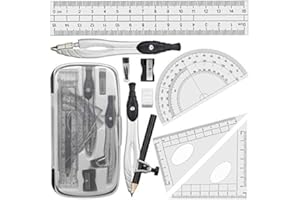 Akuoly Compassi per tracciare goniometro, squadre, righelli per Studenti, nero