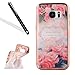 Produktbild Galaxy S7 Edge Silikon Handy Hülle,Leeook Elegant Retro Luxus Schön Floral Rosa Rose Blumen Crystal Soft Clear Case Electroplate Plating Gold Frame Scratch-Resistant Bumper Soft Rückseite Cover Tasche Ultradünne Galvanisiergeräte Weicher Gel TPU Tasche Schutzhülle Hülle Tasche für Samsung Galaxy S7 Edge + 1 x Schwarz Eingabestift-Pink Rose FLowers